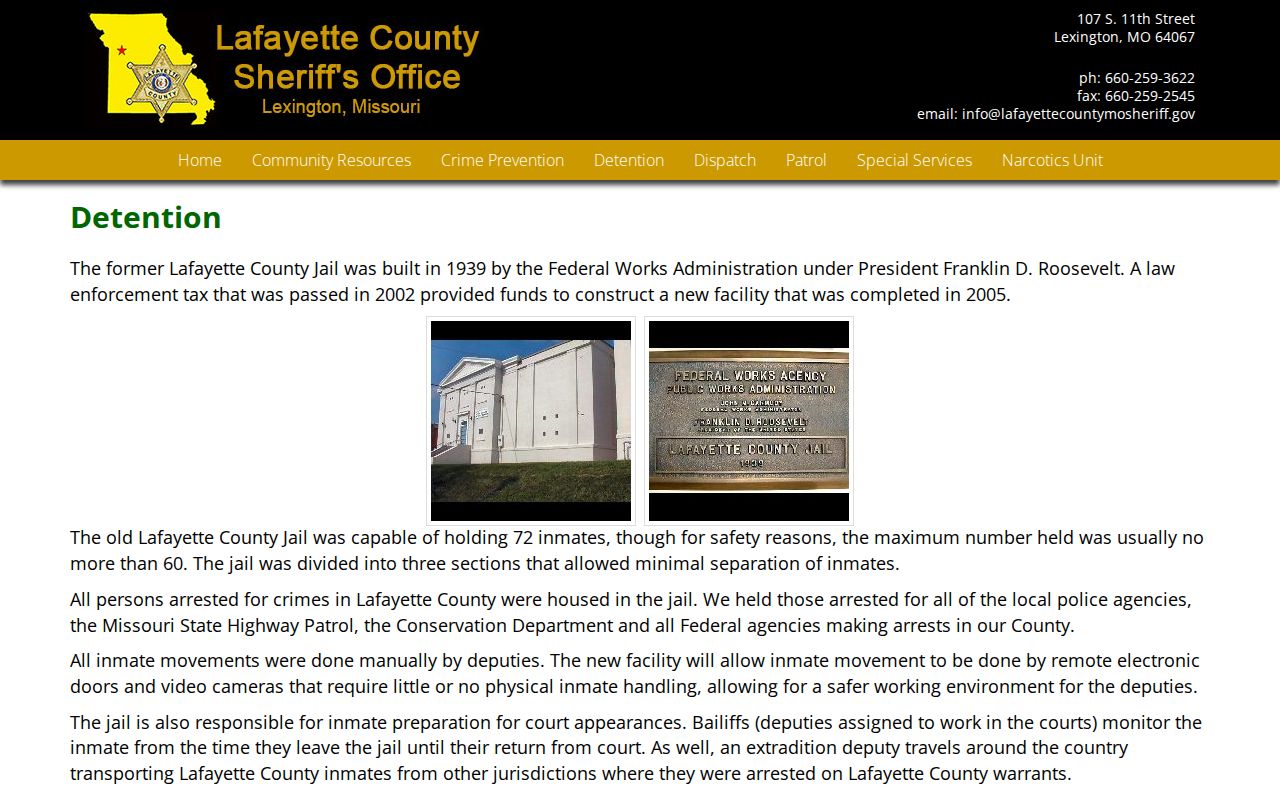 Lafayette County arrest records and detention center information