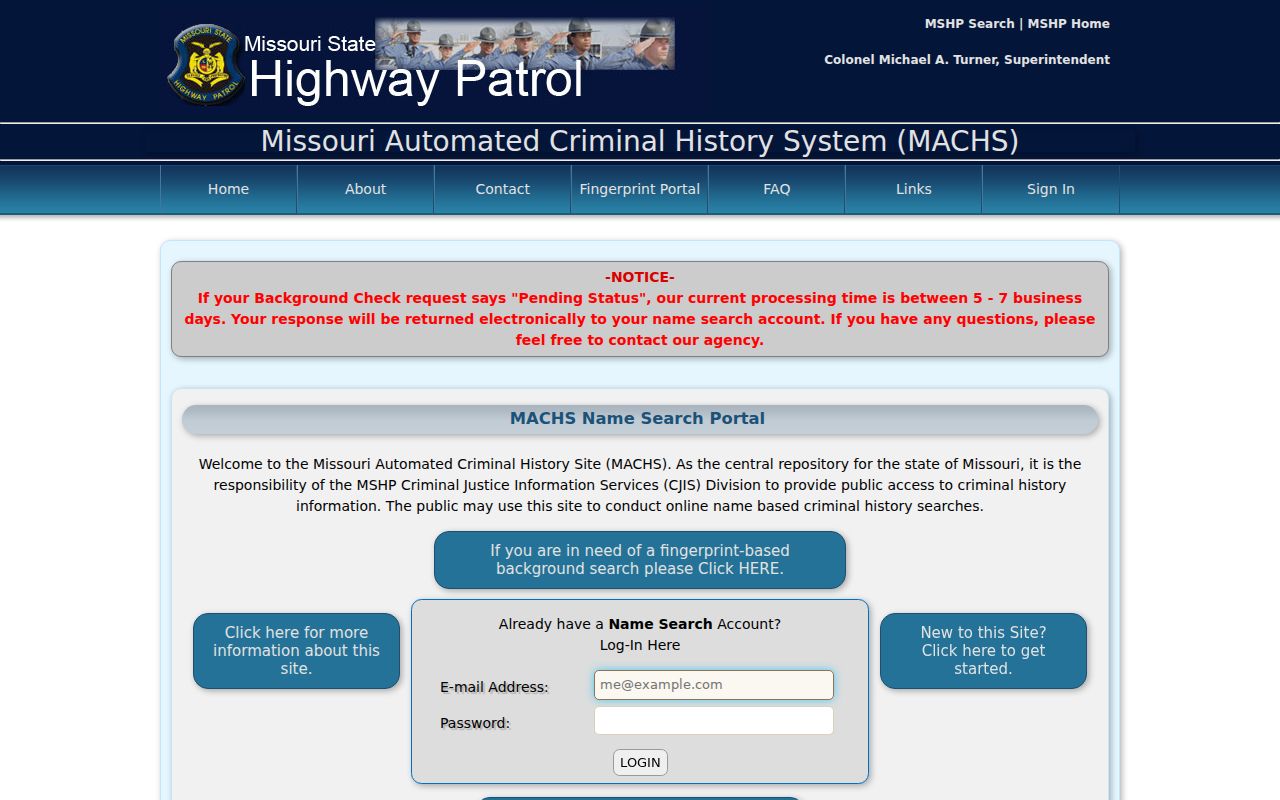 Lafayette County arrest history through the Missouri MACHS name search