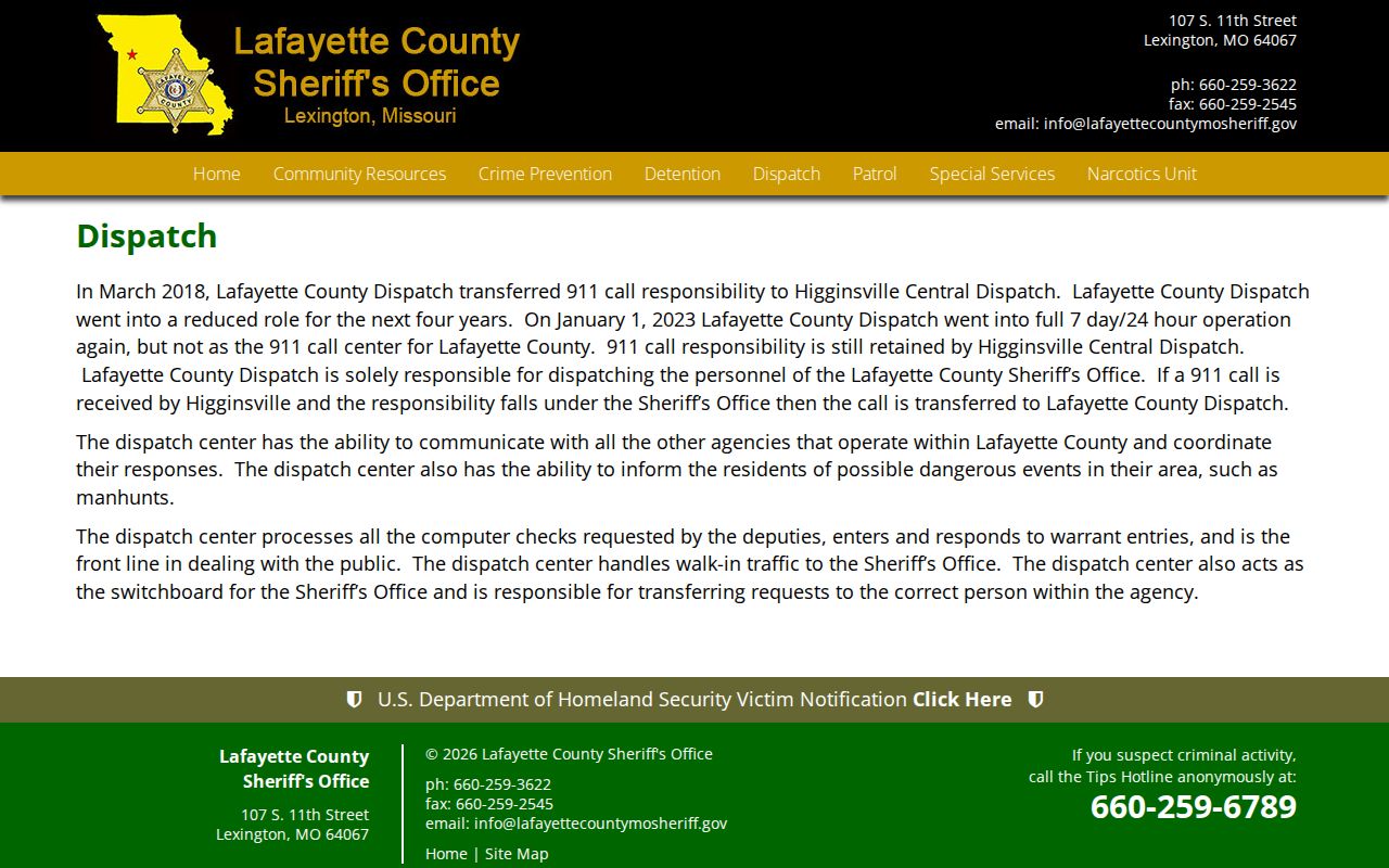 Lafayette County arrest history sheriff dispatch channel