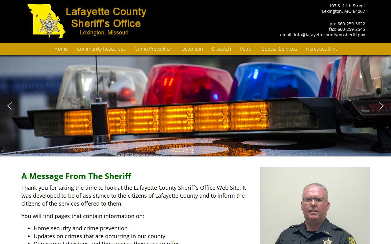Lafayette County criminal history sheriff contact page