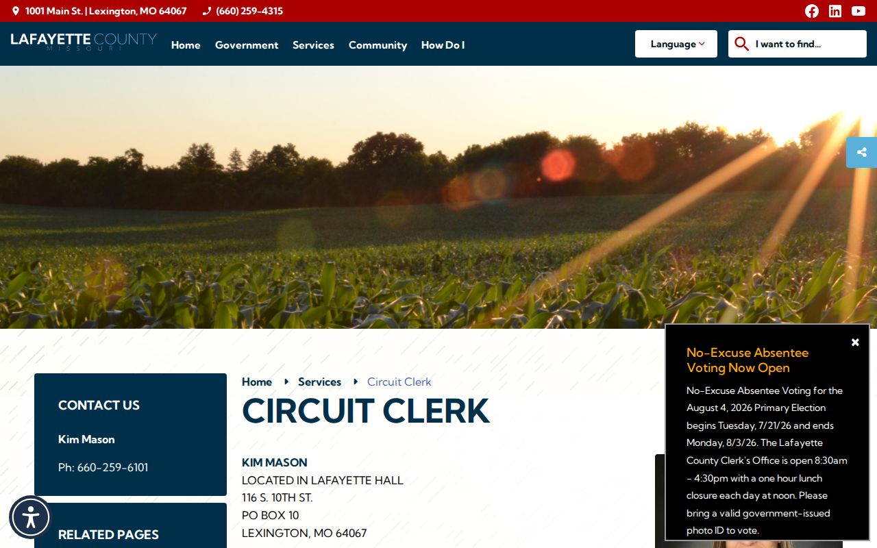 Lafayette County criminal court case records at the Circuit Clerk office