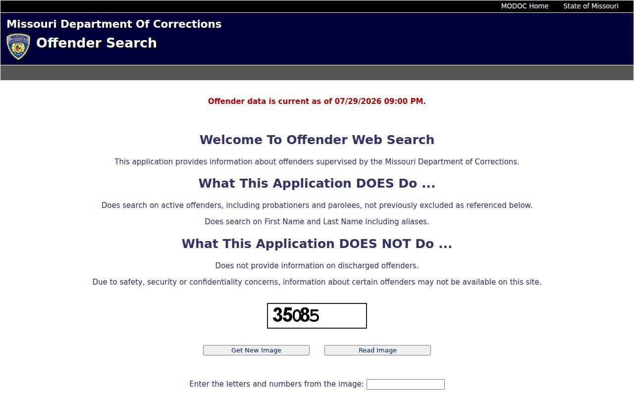 Missouri offender search used after a Lafayette County criminal court sentence