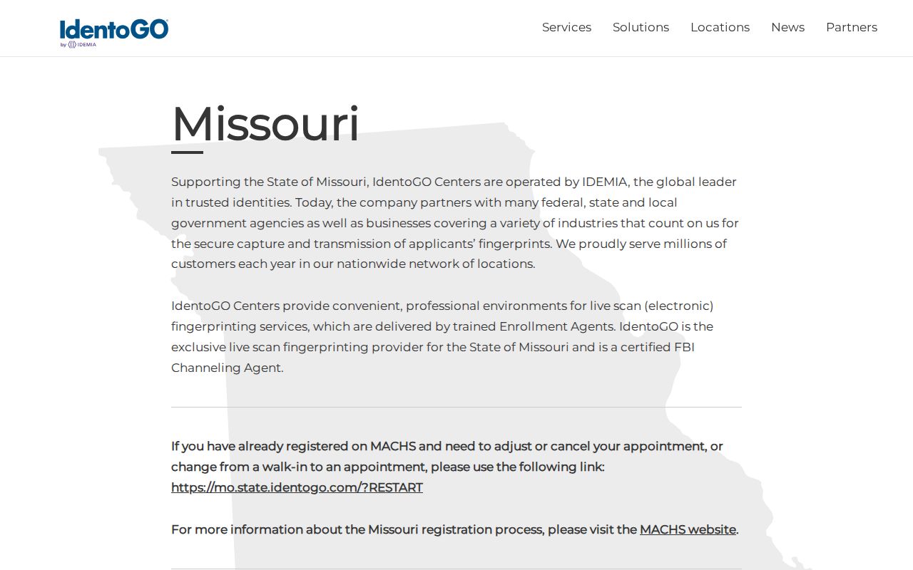 Missouri fingerprint locations related to Lafayette County criminal history checks
