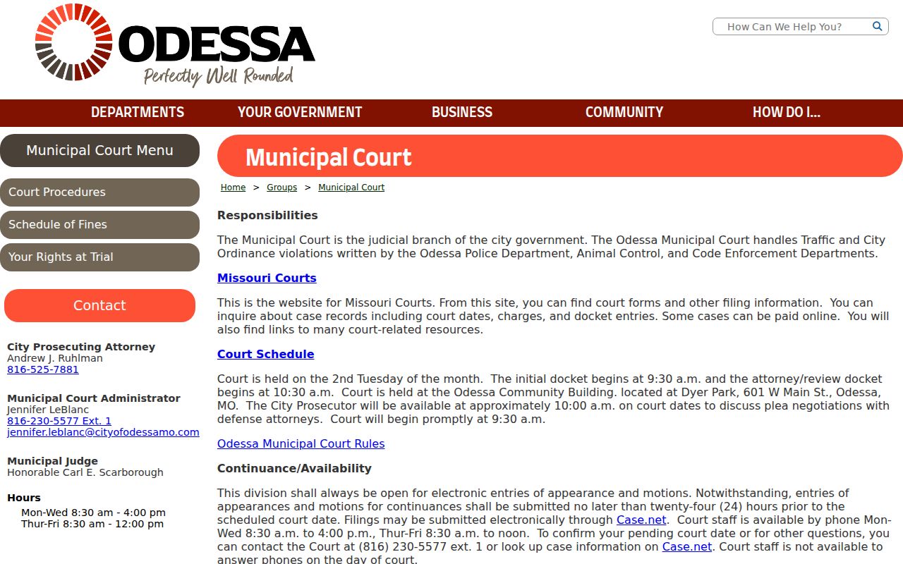 Odessa criminal history search through Odessa Municipal Court records